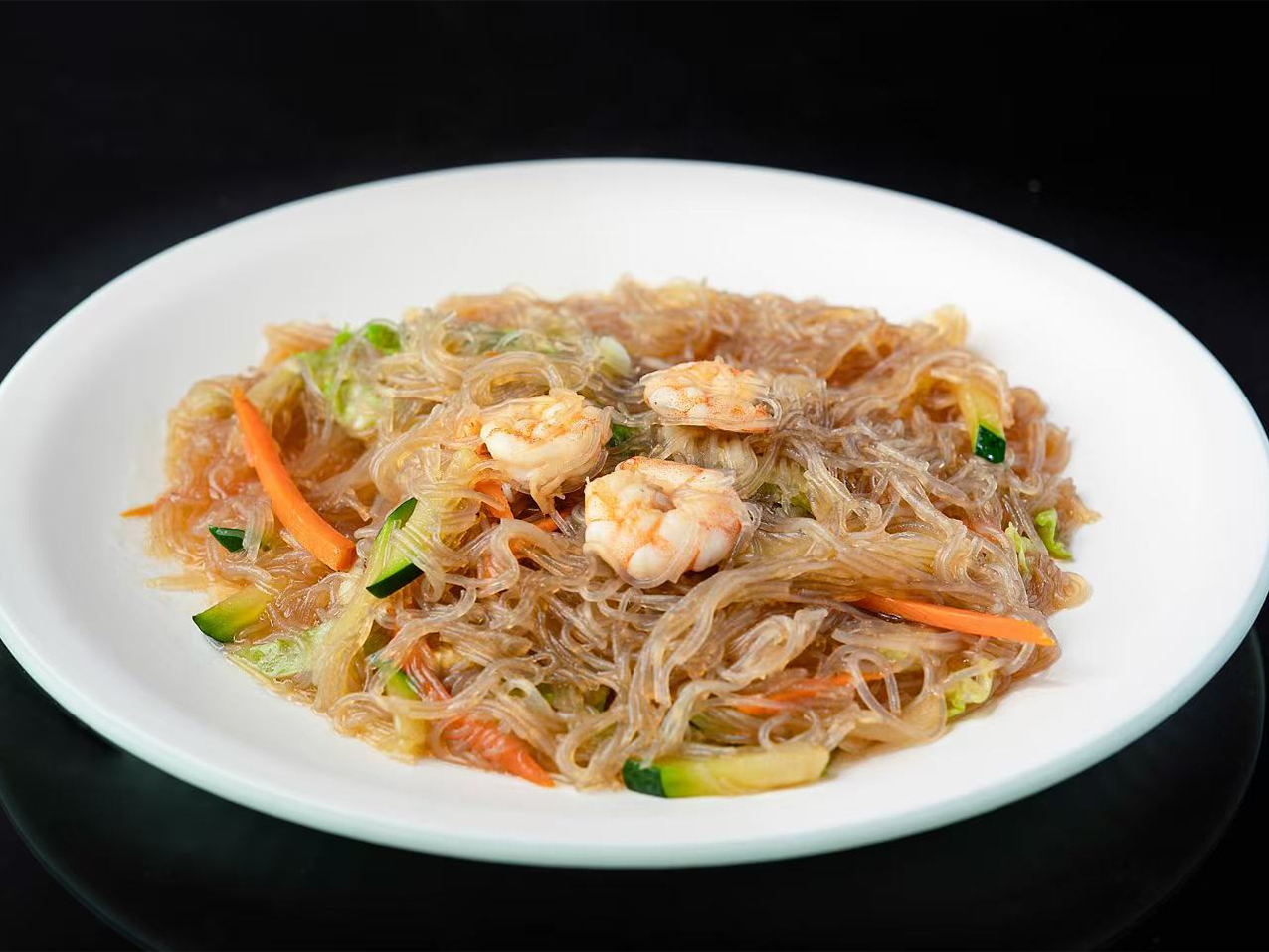 Fideos de soja con gambas